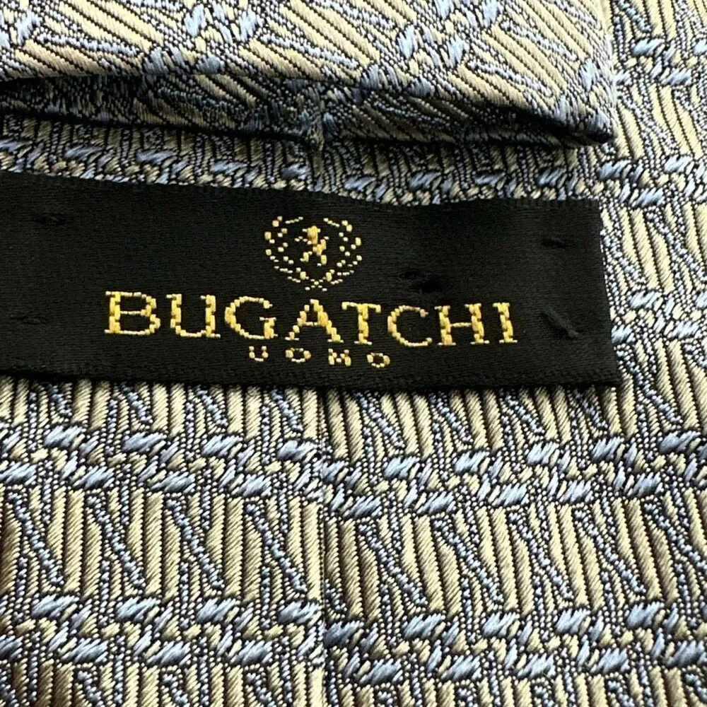 Bugachi Uomo Silk Neck Tie Blue/Beige